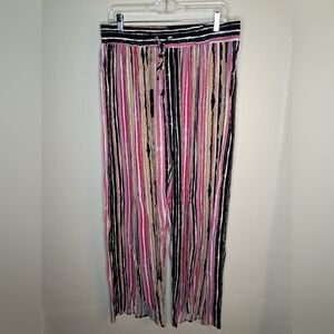 Robert Louis Pink and Black Pleated Wide Leg Jumpsuit 100%Rayon